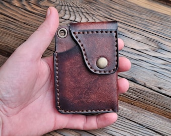Tarjetero, Billetera de bolsillo frontal, Minimalista, Hecha a mano, Billetera de cuero, regalo para esposo, regalo para novio, regalo para hermano, billetera de hombre