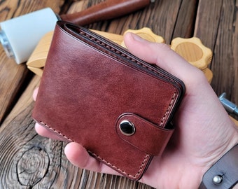 Billetera hecha a mano, billetera para hombre, plegable, marrón, billetera plegable clásica, billetera premium