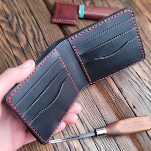 Billetera hecha a mano, billetera para hombre, plegable, marrón, billetera plegable clásica, billetera premium