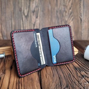 Leder Portemonnaie, minimalistisch, schlanke Brieftasche, Kartenhalter, Bücherbrieftasche, handgemachte Brieftasche, echtes Leder
