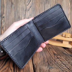 Billetera hecha a mano, billetera para hombre, plegable, marrón, billetera plegable clásica, billetera premium
