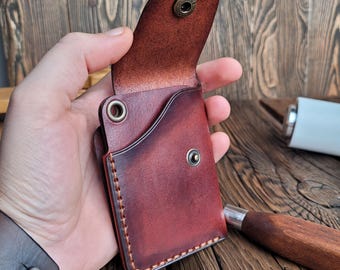 Billetera para tarjetas, Billetera con bolsillo delantero, Billetera minimalista, Billetera hecha a mano, Billetera de cuero, billetera, regalo para esposo