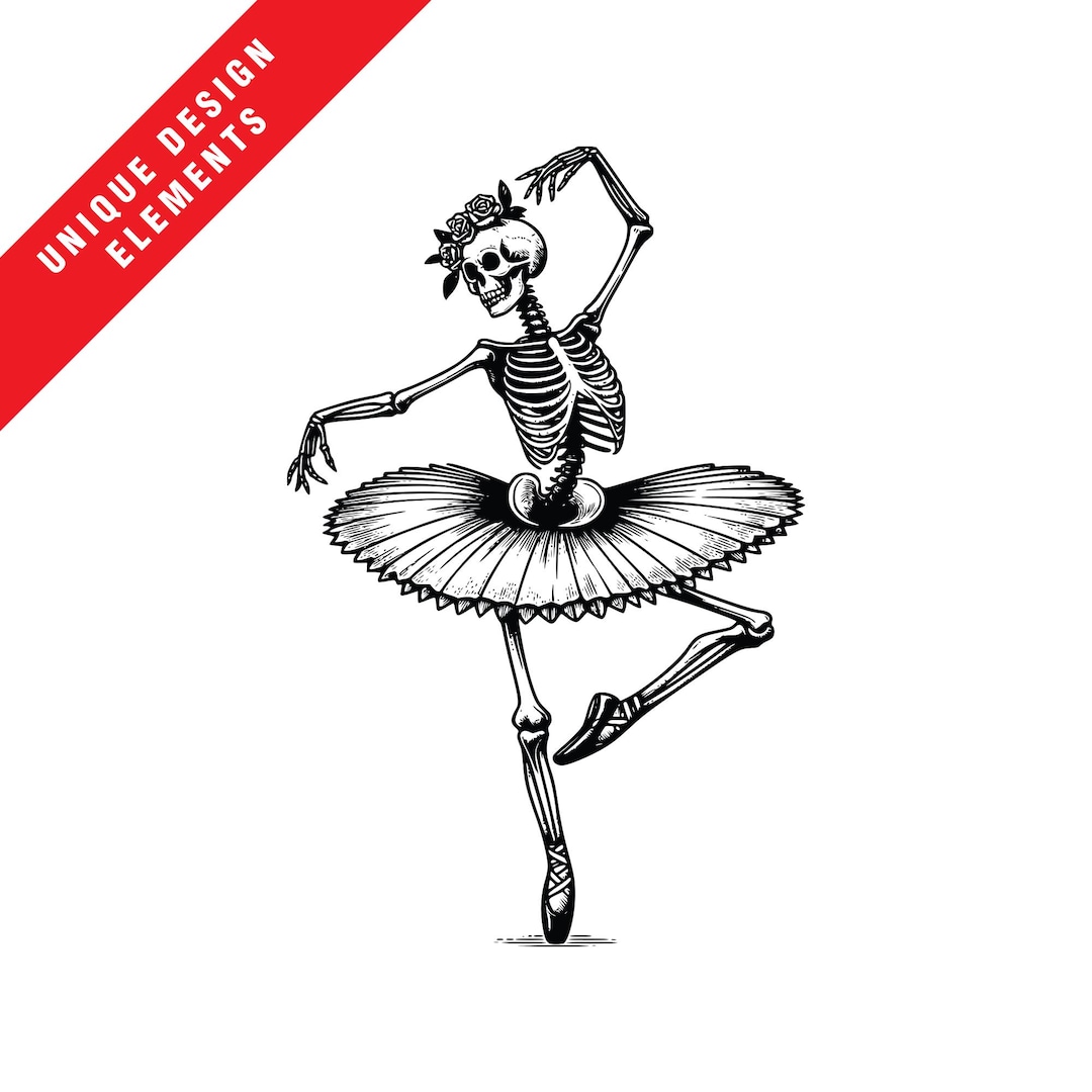 Skeleton Ballerina Graphics Pack - EPS SVG PNG Clipart Bundle, Original ...