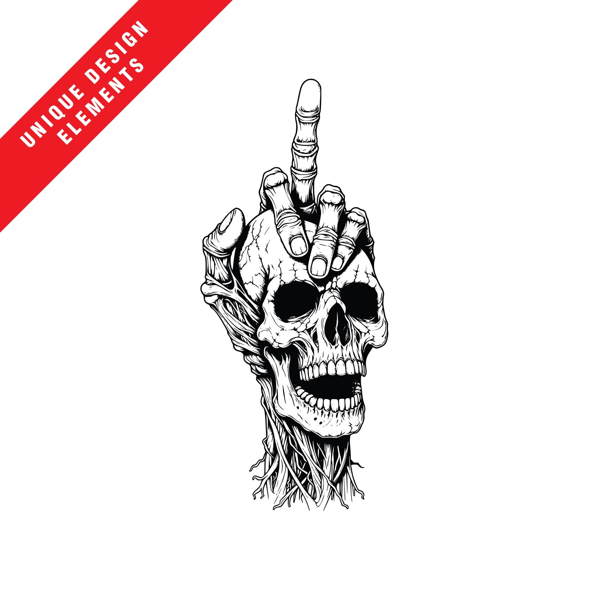 Flipping off Skull Hand Clipart Set - EPS, SVG, PNG, Original