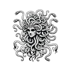 Medusa_004, paquete de imágenes prediseñadas en formato AI, PNG, SVG, ilustración vectorial original, descarga digital instantánea, ampliación sin pixelación, ¡única!