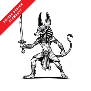 Dieu égyptien Anubis Graphics - EPS, SVG, PNG Clipart Bundle - Illustration vectorielle originale, téléchargement numérique instantané, figures mythologiques