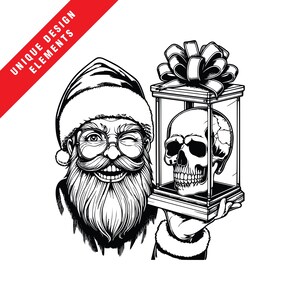 Weihnachtsmann Schädel Vektor Clipart | Lustige EPS, SVG, PNG für einzigartige Urlaub Dekor, originale Vektor Illustration, sofortiger digitaler Download, einzigartige Kunst!
