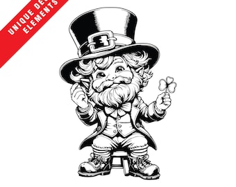 St. Patrick's Day Leprechaun Clipart - Lucky Vector Bundle (EPS, SVG, PNG) Digital Download