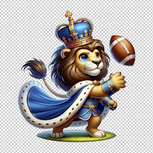 Mardi gras Lion King Football Spinner PNG - Illustration originale, téléchargement numérique instantané, Art NOLA festif, Design animalier unique