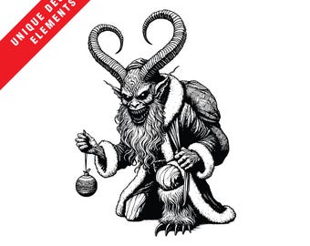 Gruseliger Krampus EPS, SVG, PNG, Clipart, Grafik, Originalillustration, sofortige digitale Downloads, gestochen scharfe Größenänderung, einzigartige Weihnachtskunst