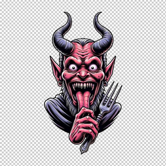 Sinister Satan PNG Illustration: Devil With Fork (digital Download