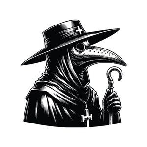 Plague Doctor Clipart, AI, PNG, SVG format bundle, Original Vector Illustration, Instant Digital Download, Enlarge Without Pixelation, Art!