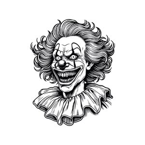 Paquete de formato de payaso asesino, AI, PNG, SVG, clipart vectorial original, gráficos para imprimir, descarga digital, para proyectos de bricolaje, único