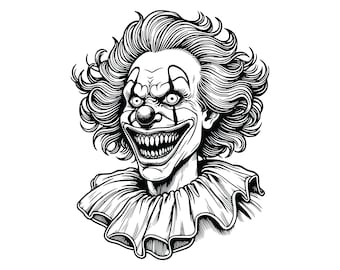 Creepy Clown Vector Clipart, Horror Graphics (PNG, SVG, AI) Bundle, Instant Digital Download
