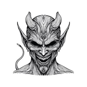 Satan_002, paquete de imágenes prediseñadas en formato AI, PNG y SVG, ilustración vectorial original, descarga digital instantánea, ampliación sin pixelación, única