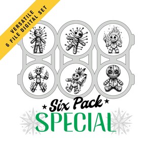 Paquete variado de 6 muñecos vudú, un conjunto de imágenes prediseñadas vectoriales - EPS, SVG, PNG, descarga digital