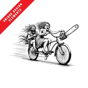 Verrückte Frau mit Kettensäge EPS, SVG, PNG Clipart Bundle, Original Vektor Illustration, sofortiger digitaler Download, einzigartige Designer Grafik!