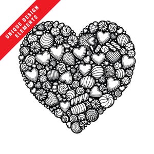 Sweetheart Candy Clipart Bundle - Valentinstag EPS SVG PNG, Originalillustration, sofortiger digitaler Download, einzigartiges Herzdesign
