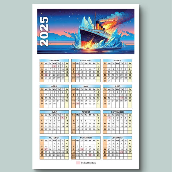 2025 Titanic Wall Calendar Etsy