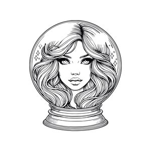 Crystal Ball_001, AI, PNG, Clipart-Bundle im SVG-Format, Originale Vektor-Illustration, sofortiger digitaler Download, Größenänderung beibehalten Proportionen, Art