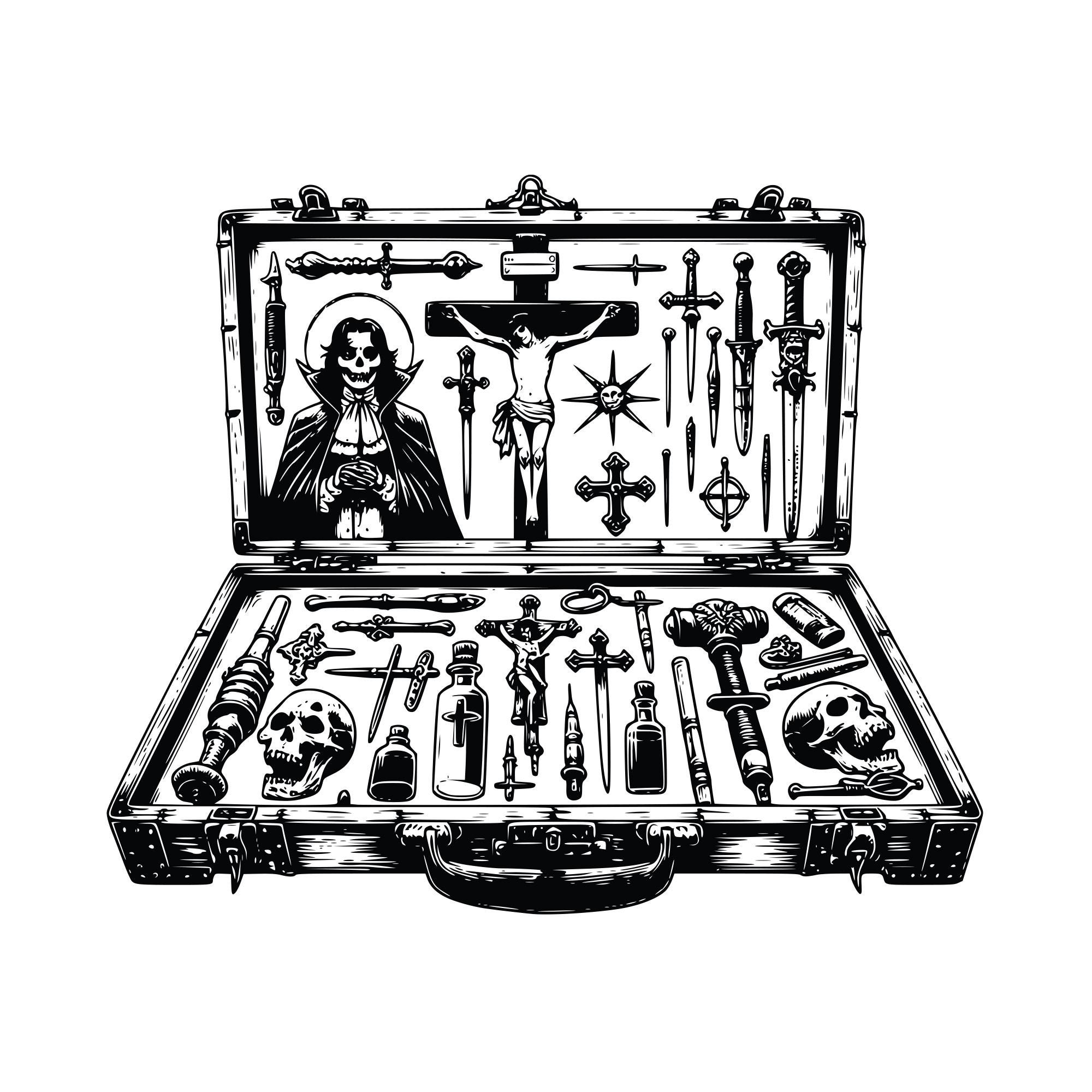Vampire Hunting Kit Clipart: Spooky Vector Graphics (EPS, SVG, PNG