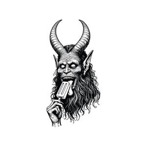 Picolé Divertido Diabolicamente EPS, SVG, PNG Clipart com Design de Satanás, Arte Digital, Download Digital Instantâneo, Ilustração Vetorial de Halloween