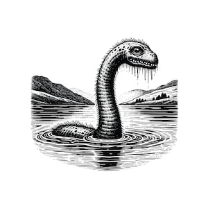 Monstre du Loch Ness AI, PNG, lot au format SVG, Illustration vectorielle originale, téléchargement numérique instantané, oeuvre d'art évolutive, redimensionnement de qualité