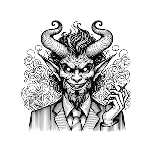 Imágenes prediseñadas de Satanás con traje: paquete de ilustraciones vectoriales (descarga digital)