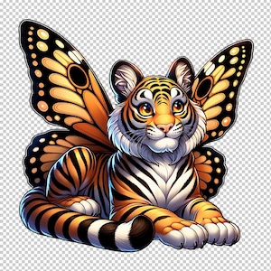 Wunderliche Tigerfliege PNG Illustration für DIY-Projekte, digitale Kunst zum Basteln und Design, 300 DPI, Tiger, Schmetterling, Sofort Download