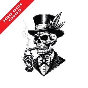 Baron Samedi Voodoo Priest mit Zigarre Clipart Pack - EPS SVG PNG, ursprüngliche Vektor Illustration, sofortiger digitaler Download, Gothic magische Kunst