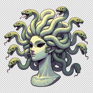 Méduse numérique 300 DPI PNG Clipart - graphiques inspirés de la mythologie, téléchargement immédiat fichier graphique Medusa - Illustration de la mythologie grecque, Art
