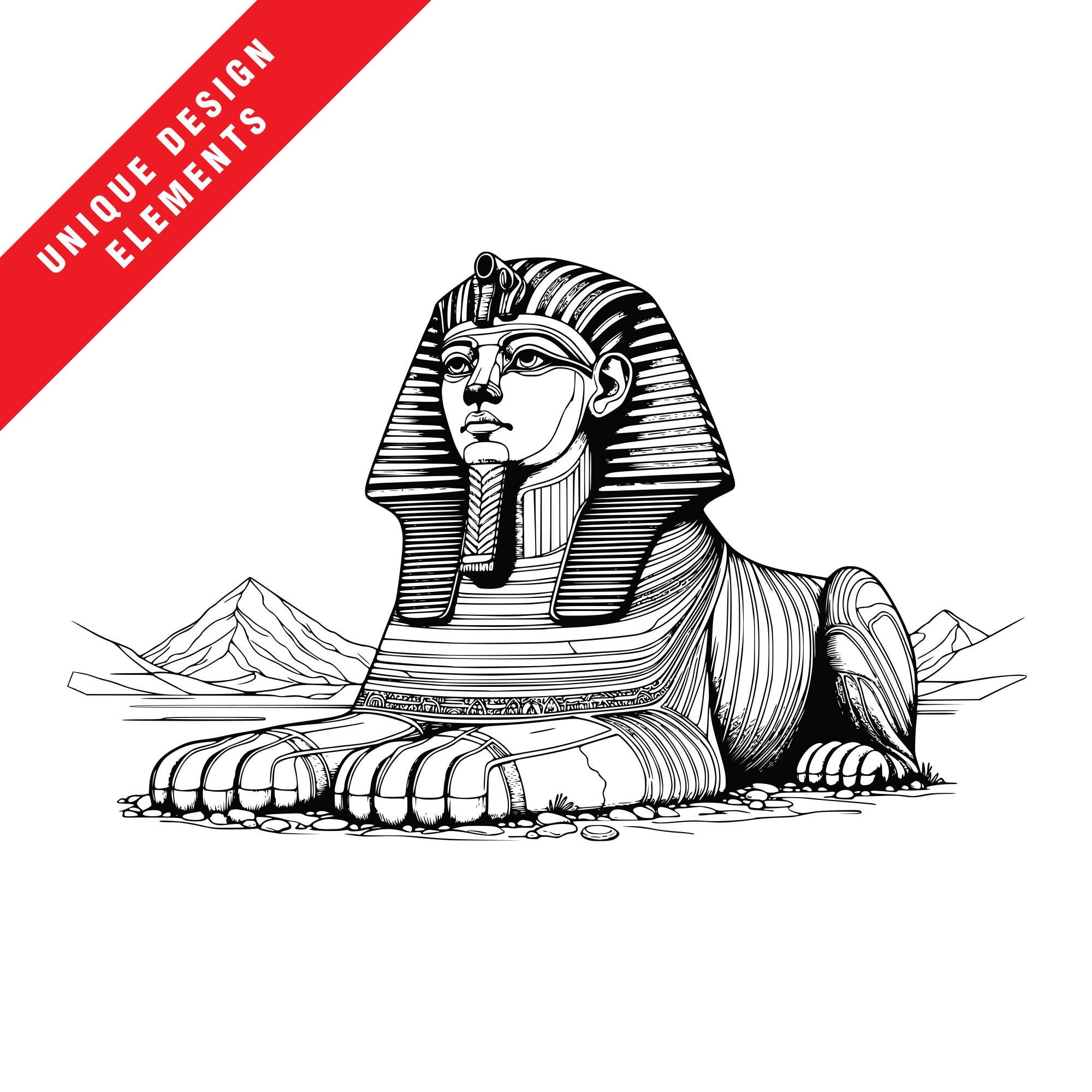 Egyptian Sphinx Clipart Bundle: Giza Vector Illustration (EPS, SVG, PNG Digital Download