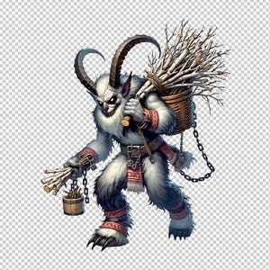 Mystische Krampus Bild - PNG Clipart, Original Illustration, Sofortiger digitaler Download, Einzigartige Gruselige Weihnachts Grafik, Gruseliges Feiertags Design