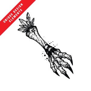 Mystical Voodoo Chicken Foot Graphics - EPS, SVG, PNG, Oryginalna ilustracja wektorowa, Natychmiastowe pobieranie cyfrowe, Gotyckie magiczne narzędzia, Ciemny