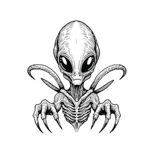 Alien Clipart, AI, PNG, SVG-Format Bundle, Original Vektor-Illustration, sofortiger digitaler Download, Do It Yourself Grafik, Kleidung, Becher Kunst