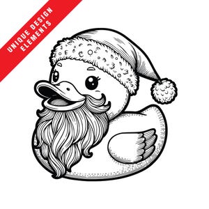 Christmas Santa Rubber Ducky Digital EPS, SVG, PNG Clipart - Original Vector Illustration, Instant Digital Download, Unique Holiday Design