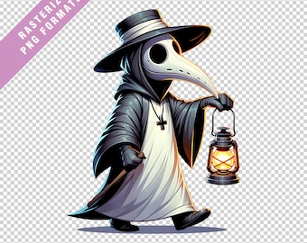 Vintage Plague Doctor 300 DPI PNG Image - High Resolution Artwork - Instant Digital Download