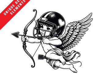 Football Cupid Clipart: Valentines Vector Illustration (Digital Download)