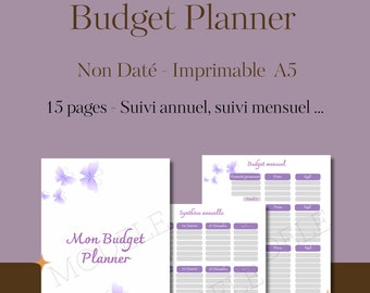 Budget Planner undated to print Format A5 Butterfly