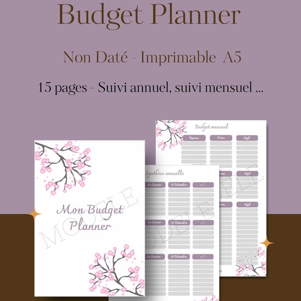Budget Planner à imprimer non daté Format A5 Sakura