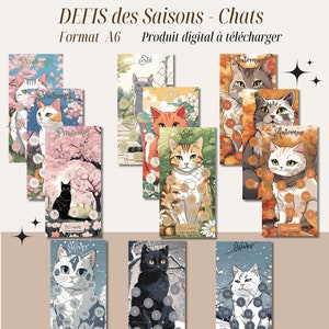 Chats Défi des Saisons A6 à imprimer