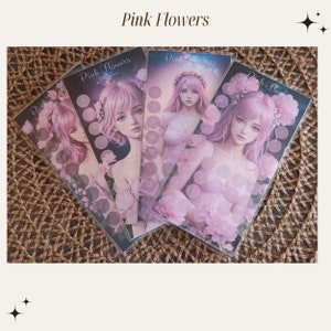 Défi Pink Flowers - Lot de 4 fiches plastifiées format A6