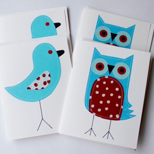 Stitched Polk-a-dot Owls and Birds