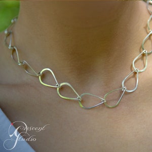 Looped Sterling Silver Chain hand-forged with teardrop links