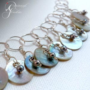 Delicate Handmade Sterling, Pearl, and Mother of Pearl Disc Necklace image 7