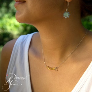 Stack of Citrines with Sterling Heart beaded necklace with sterling silver chain, November birthstone image 2