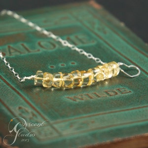 Stack of Citrines with Sterling Heart beaded necklace with sterling silver chain, November birthstone image 5