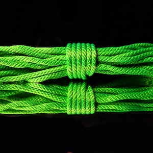 Green Apple Nylon Fluorescent Bondage Rope Great for Bondage and Shibari 1/4&quot; 6mm Solid Braid - Super Soft - Machine Washable