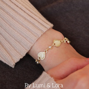 Love Heart Charm Slider Bracelet, Adjustable Slide Gold Chain Bracelet, Romantic Girlfriend Gift, June Birthday Gift, Pride Month Gift