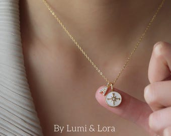 Personalisierte Kompass Halskette, Benutzerdefinierte Initiale Charme, Abschlussgeschenk, Muttertagsgeschenk